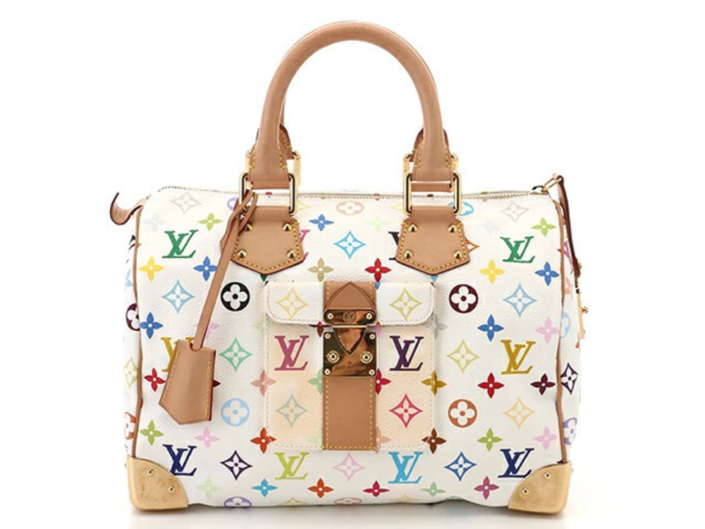 LOUIS VUITTON Speedy Handbag Multicolor Blanc White